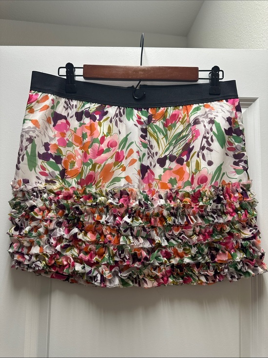 Costa Blanca Dresses & Skirts - Costa Blanca Floral Ruffle Mini Skirt - Pink, Orange, Green, Purple, Black